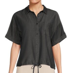 Time & TRU Black Chambray Utility Top Shirt Blouse size XXXL (22)